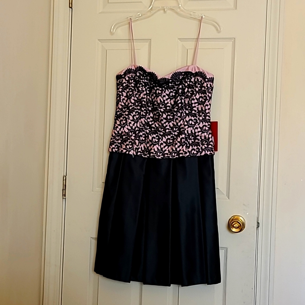 Pink and black spaghetti strap dress